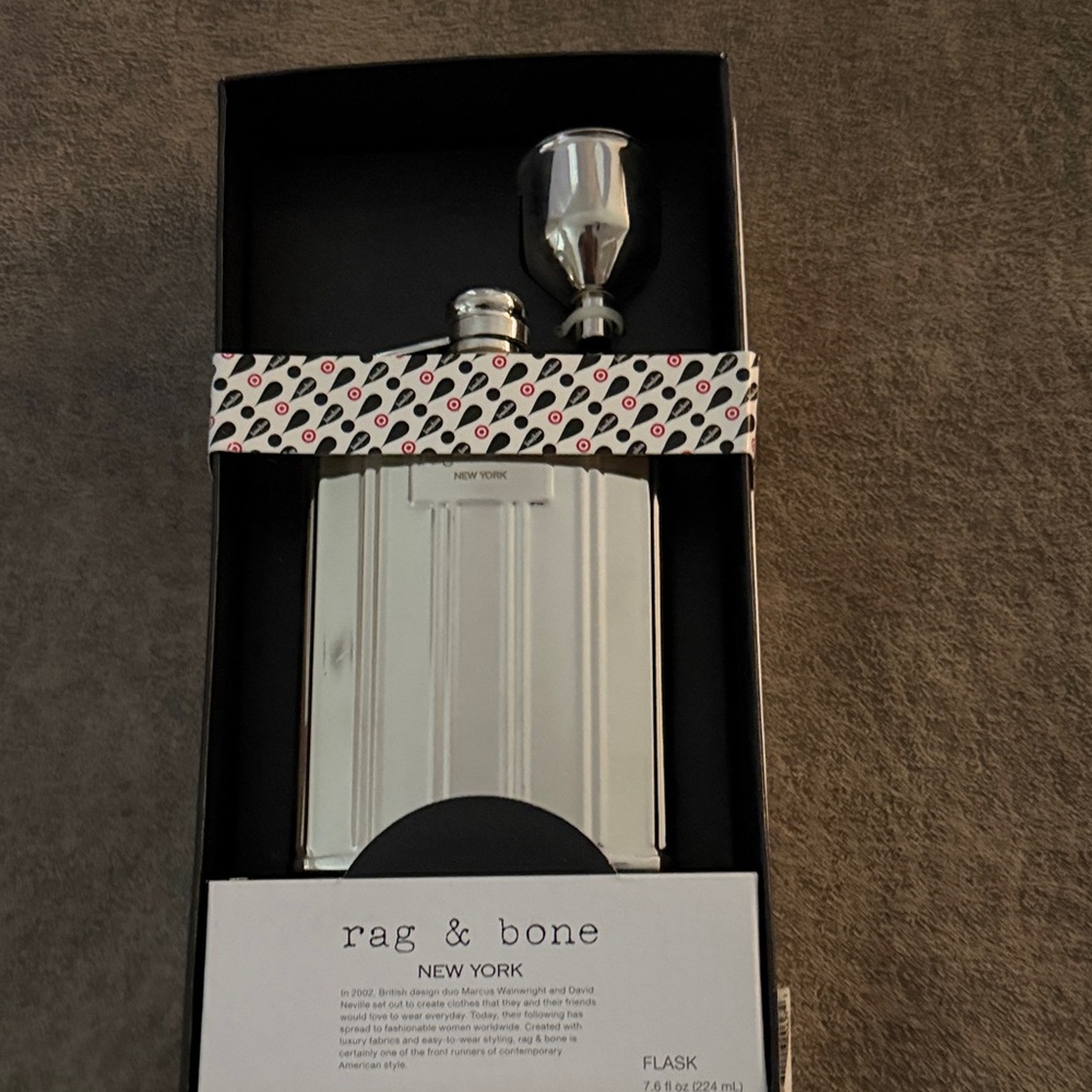 Rag & Bone Polished Silver Flask with Cup